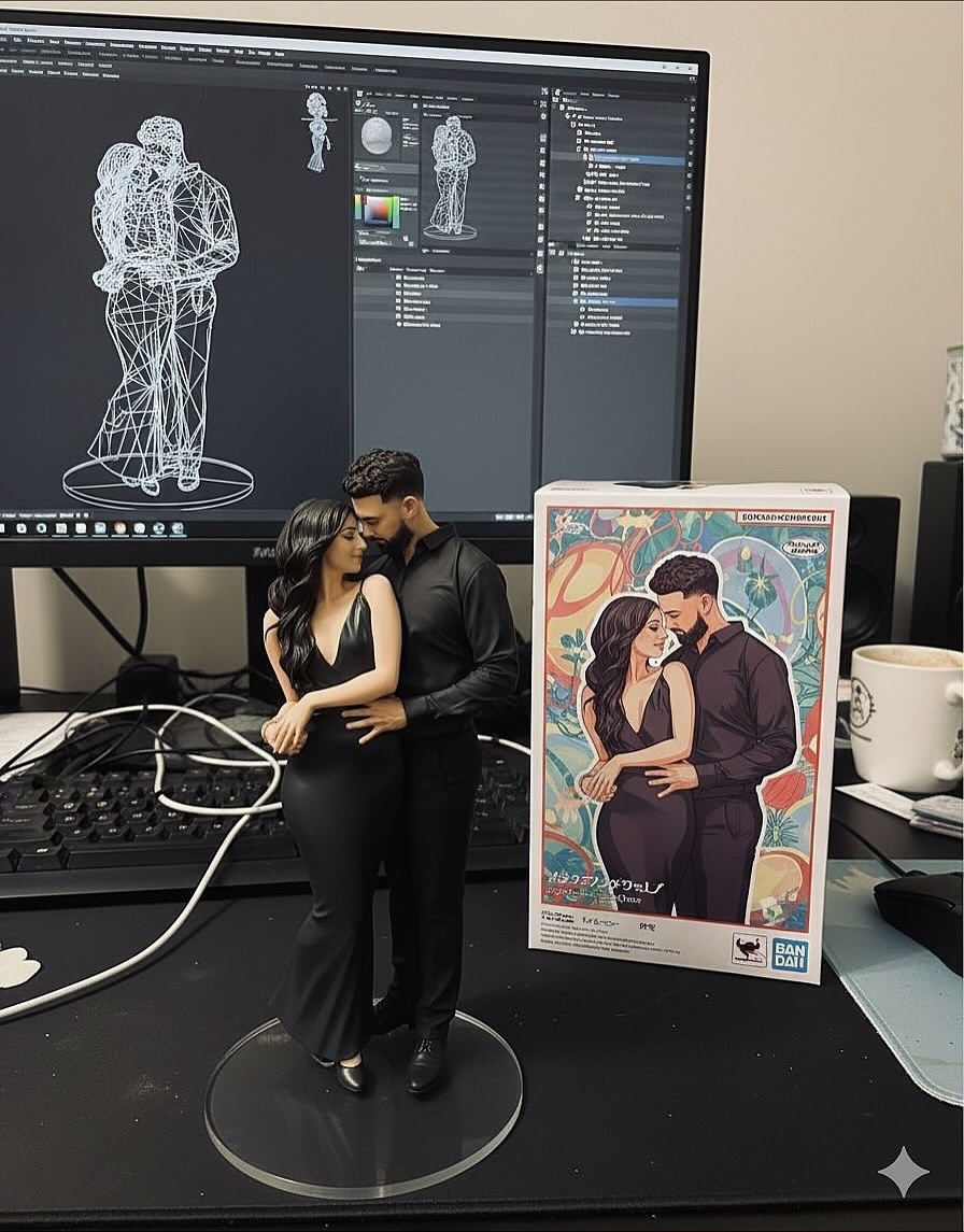 Sevgiliye Özel 3D Çift Heykeli – Fotoğraftan Kişisel Figür